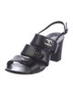 Chanel Interlocking CC Logo Calfskin Slingback Sandals