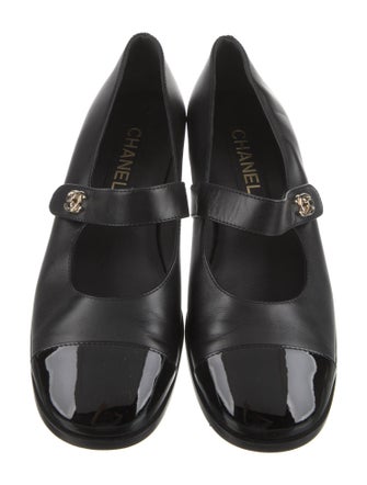 Chanel Interlocking CC Logo Leather Mary Jane Flats