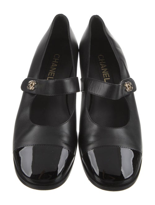 Chanel Interlocking CC Logo Leather Mary Jane Flats