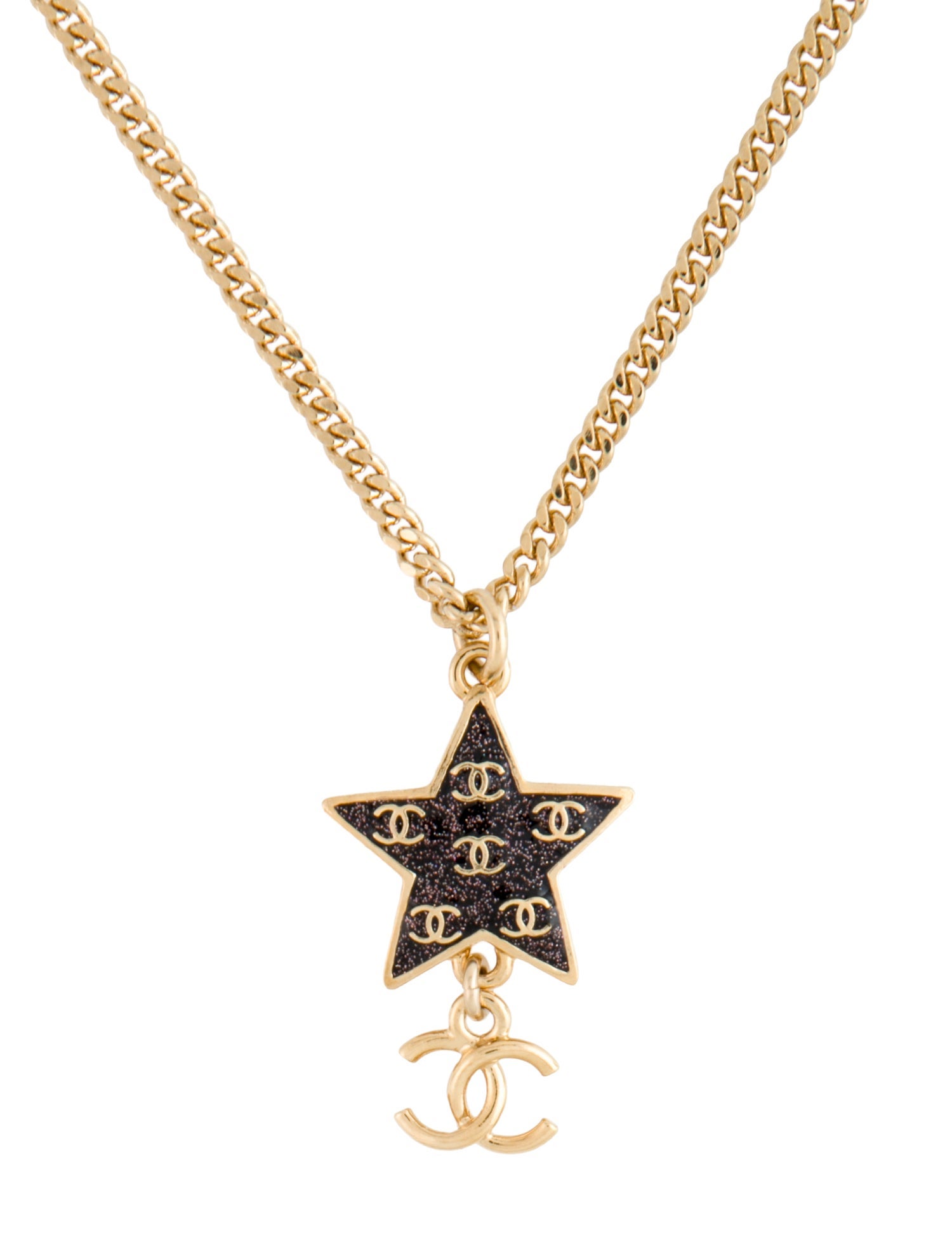 Chanel 2024 Resin Glitter Star CC Pendant Necklace