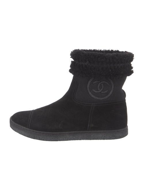 Chanel Interlocking CC Logo Suede Boots