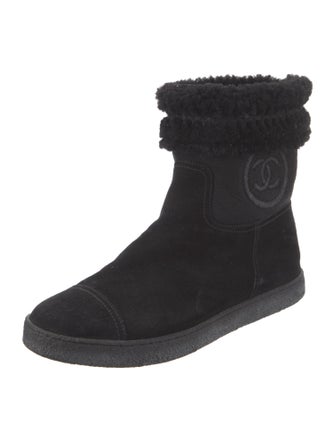 Chanel Interlocking CC Logo Suede Boots