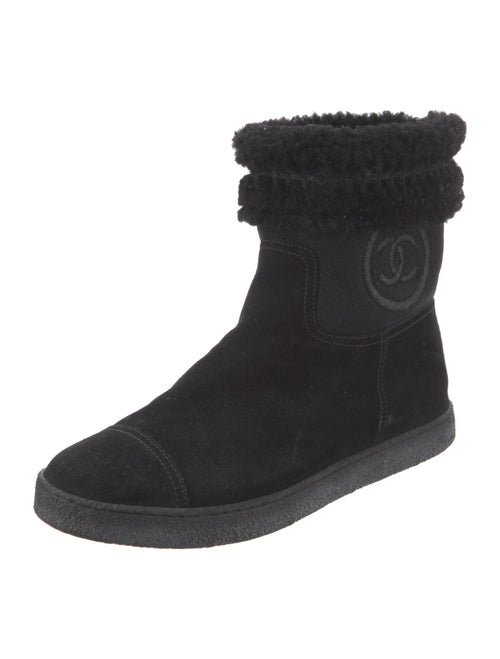 Chanel Interlocking CC Logo Suede Boots