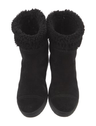 Chanel Interlocking CC Logo Suede Boots
