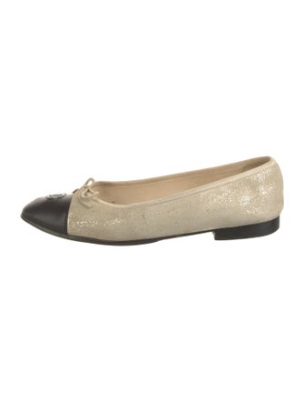 Chanel Interlocking CC Logo Suede Ballet Flats