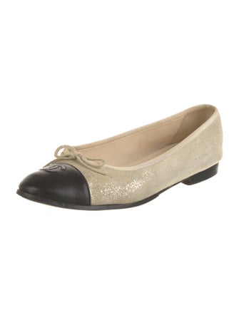 Chanel Interlocking CC Logo Suede Ballet Flats