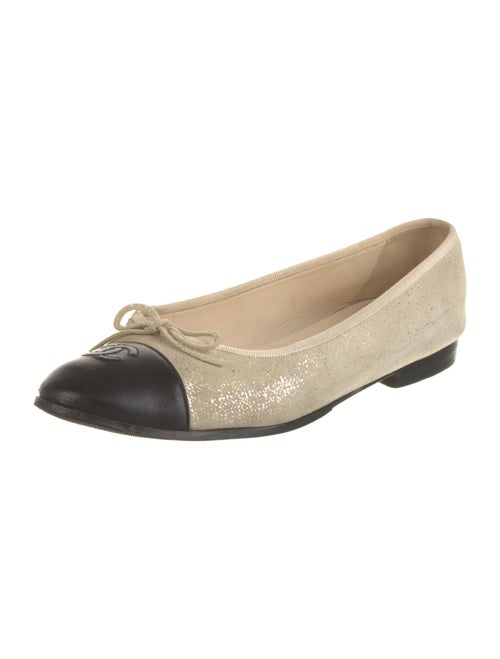 Chanel Interlocking CC Logo Suede Ballet Flats