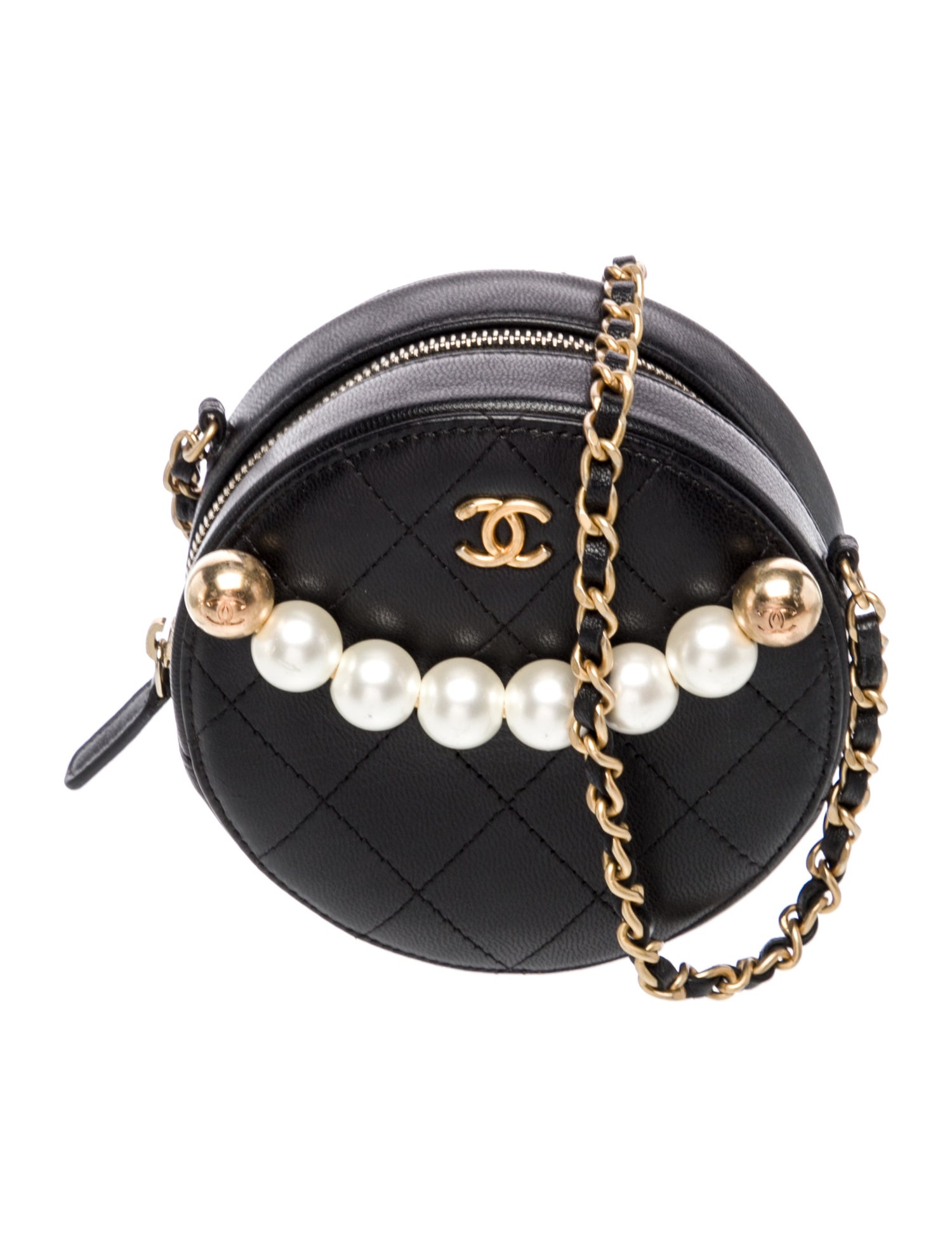 Chanel Chic Pearls Round Clutch w/ Chain