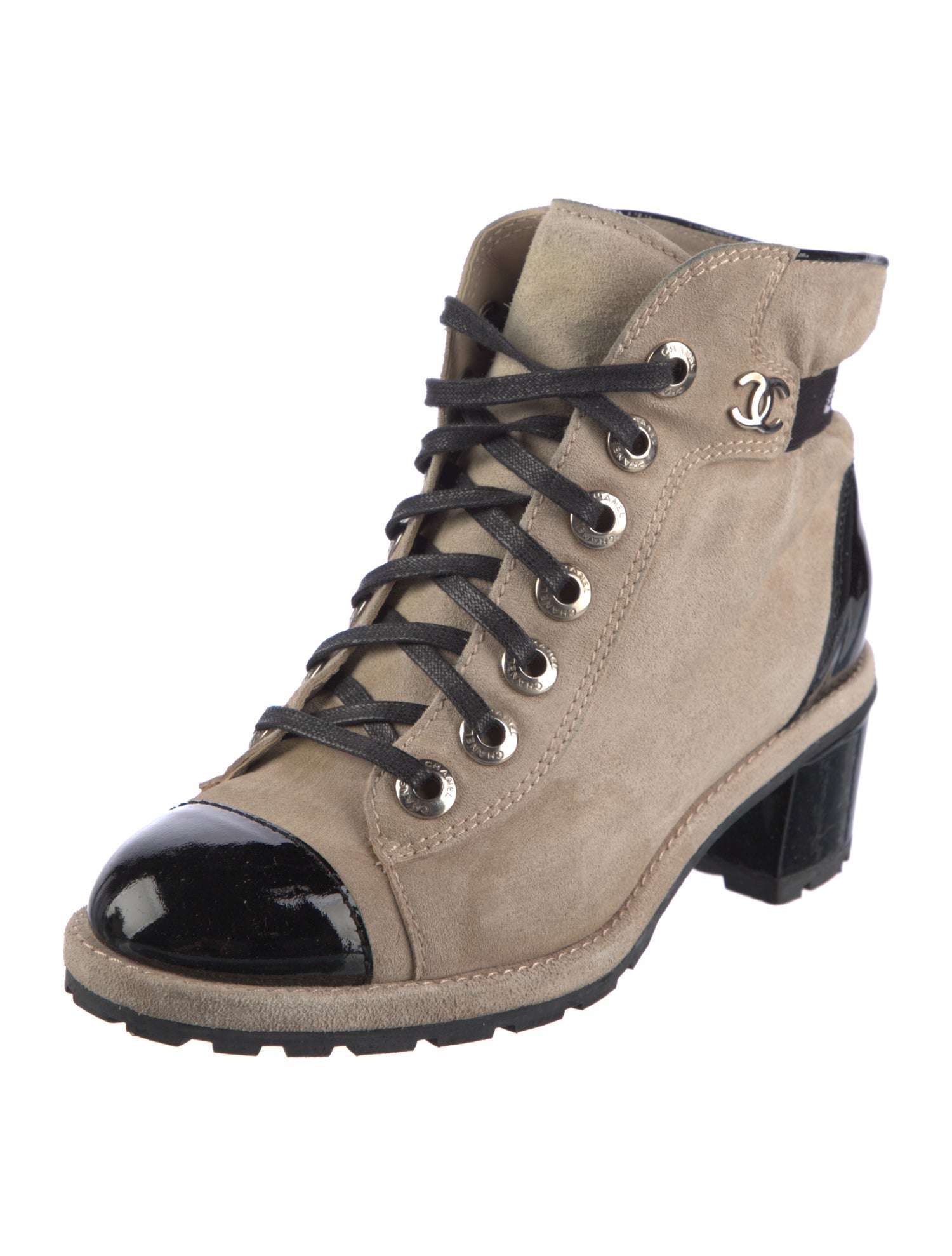 Chanel 2009 Interlocking CC Logo Combat Boots