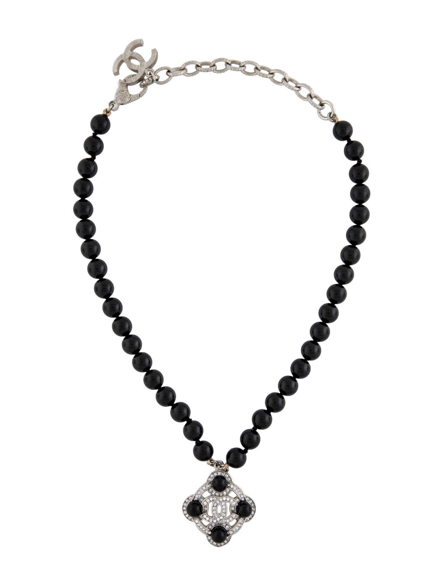Chanel Resin & Strass CC Bead Strand Necklace