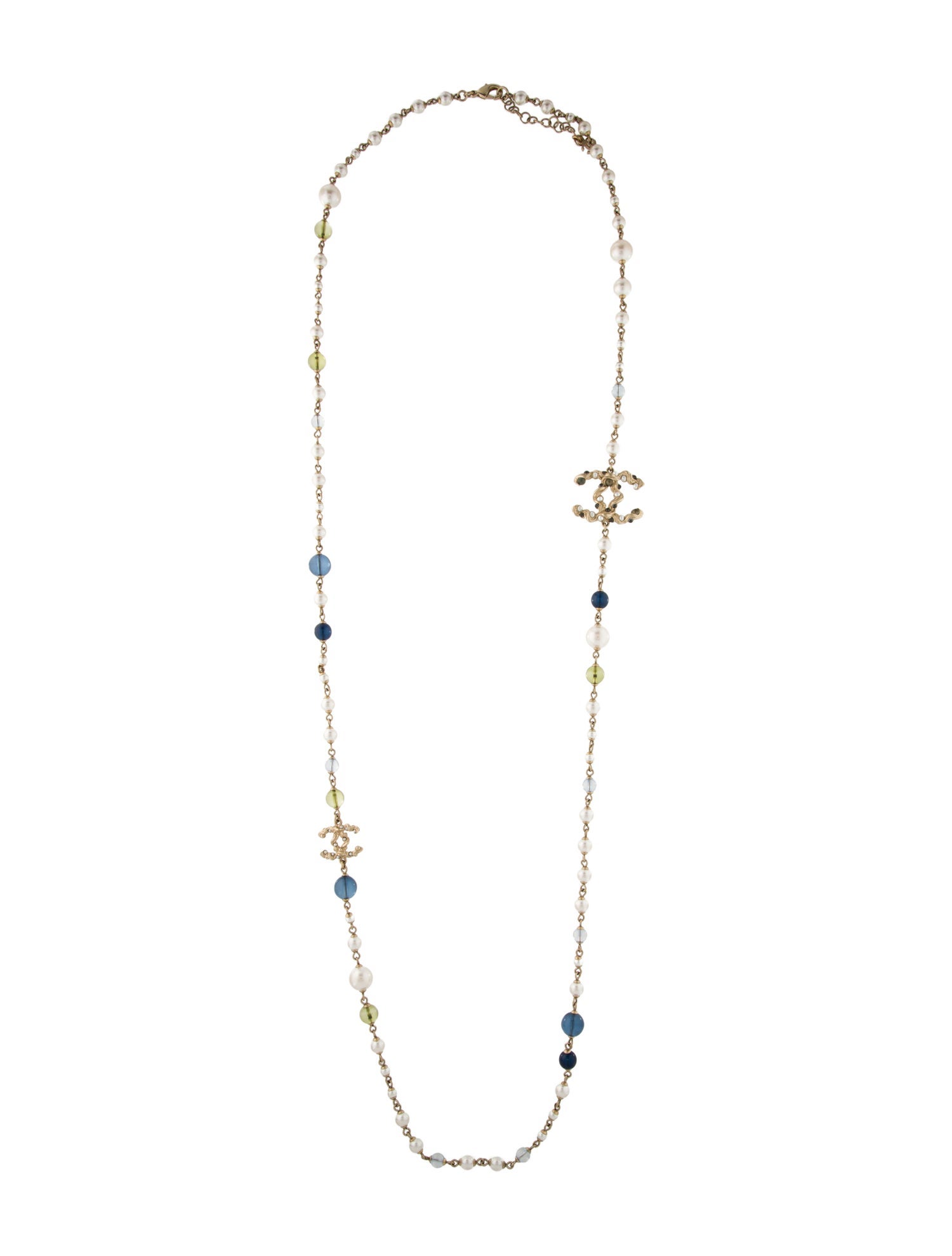 Chanel Faux Pearl & Resin CC Station Necklace