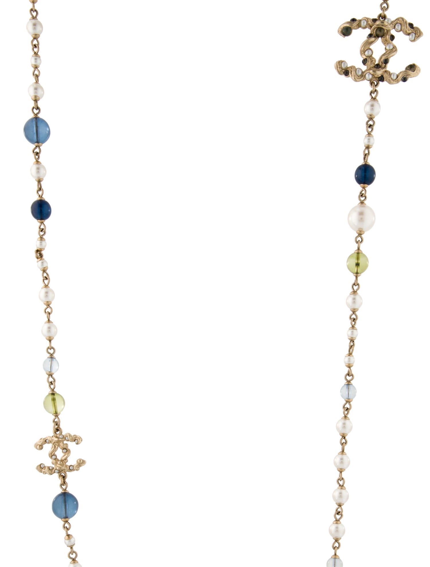 Chanel Faux Pearl & Resin CC Station Necklace