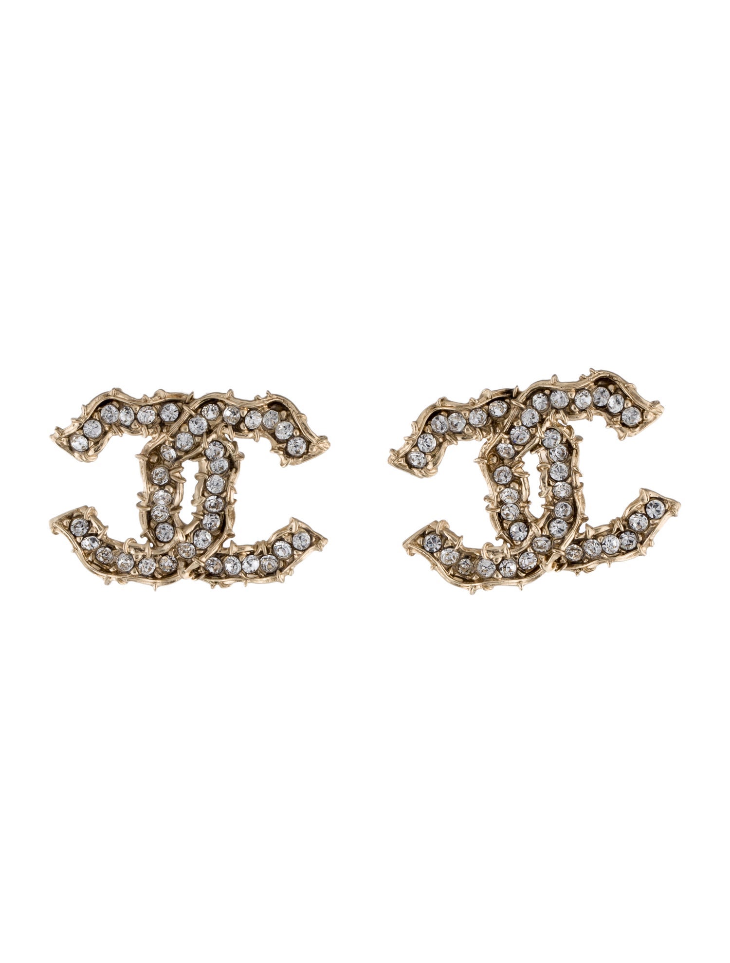 Chanel Strass CC Stud Earrings