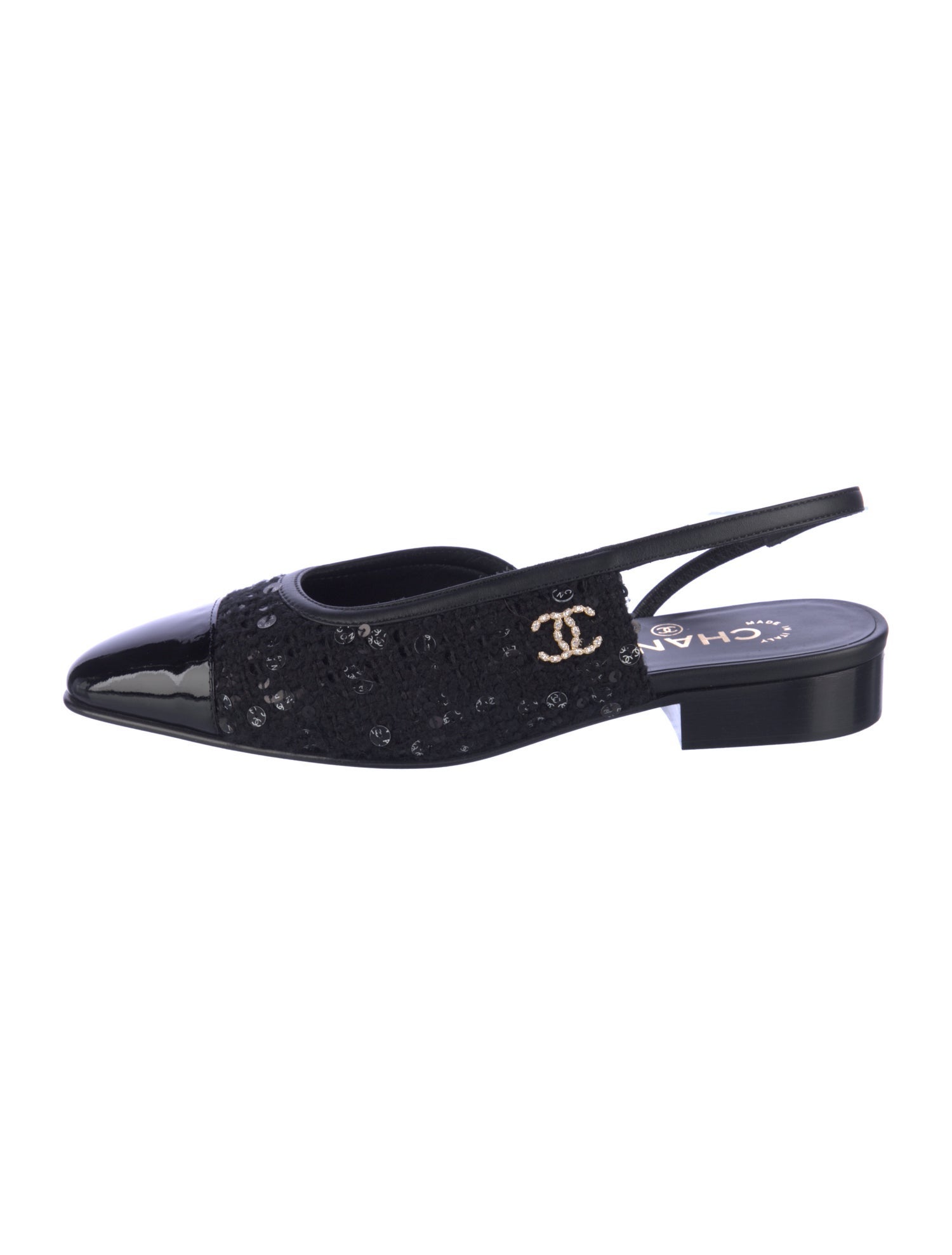 Chanel 2024 Interlocking CC Logo Slingback Flats
