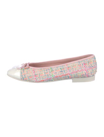Chanel Interlocking CC Logo Tweed Ballet Flats