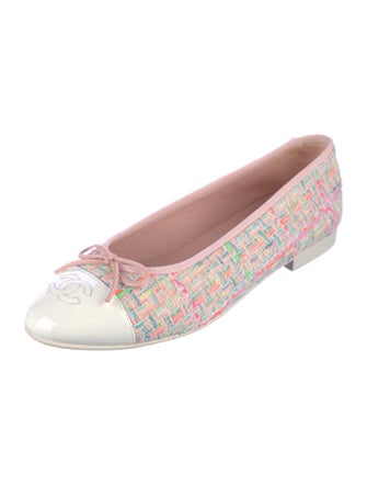 Chanel Interlocking CC Logo Tweed Ballet Flats