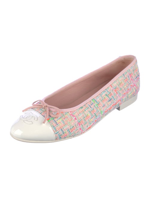 Chanel Interlocking CC Logo Tweed Ballet Flats