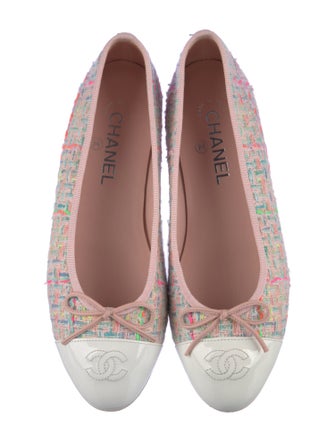 Chanel Interlocking CC Logo Tweed Ballet Flats