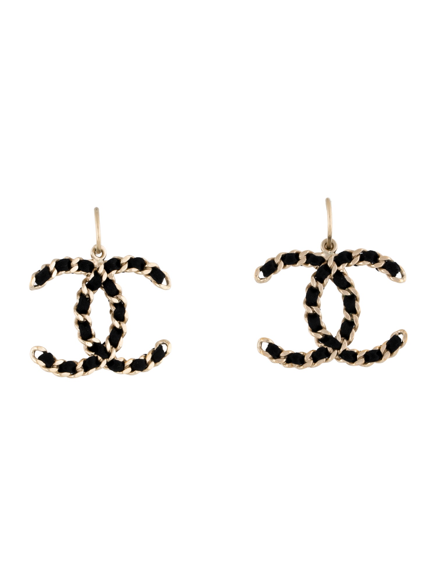 Chanel Ribbon Woven CC Drop Earrings