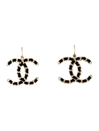 Chanel Ribbon Woven CC Drop Earrings