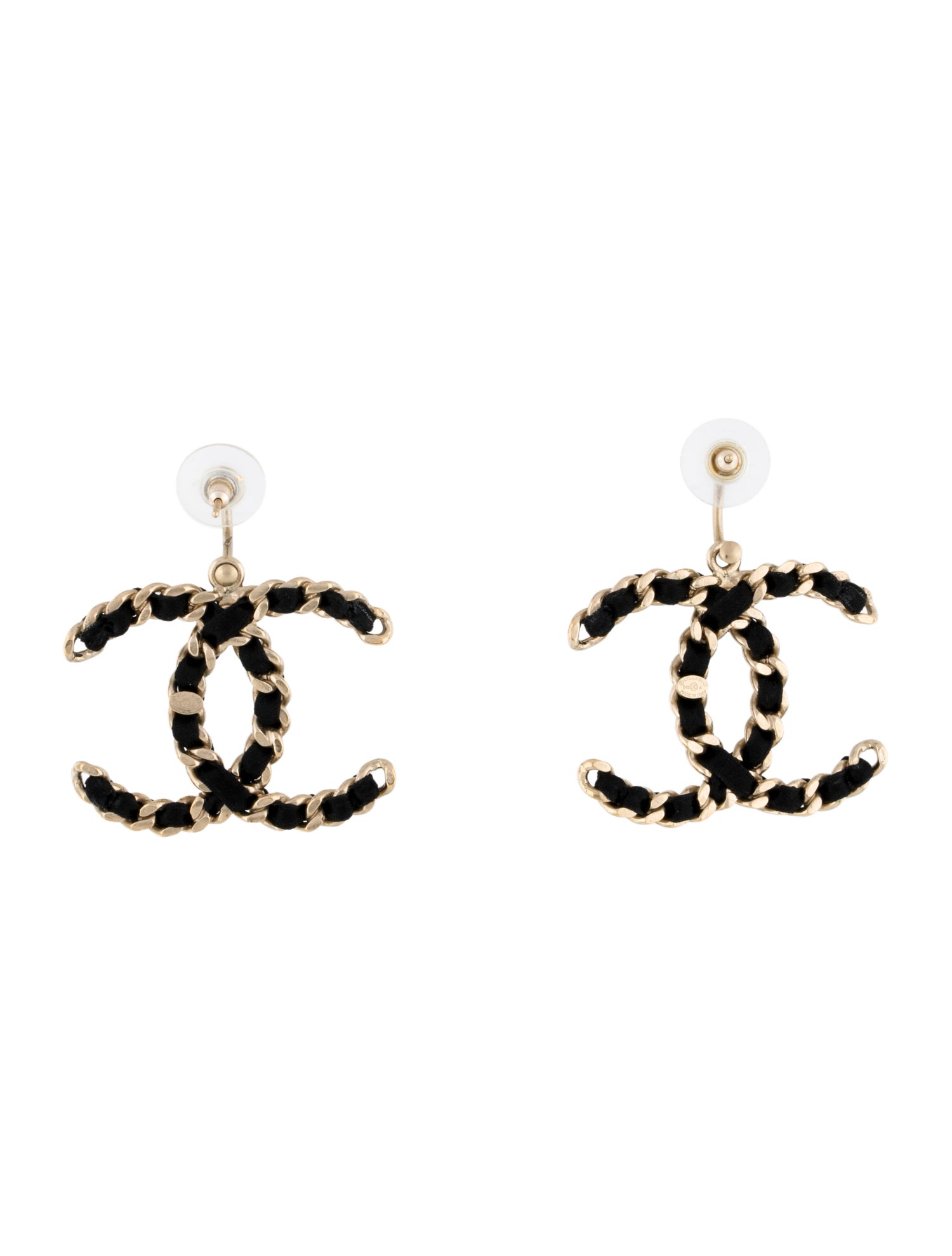 Chanel Ribbon Woven CC Drop Earrings