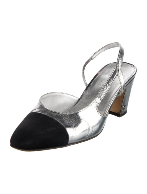 Chanel Interlocking CC Logo Leather Slingback Pumps