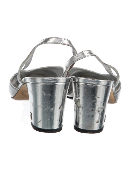 Chanel Interlocking CC Logo Leather Slingback Pumps