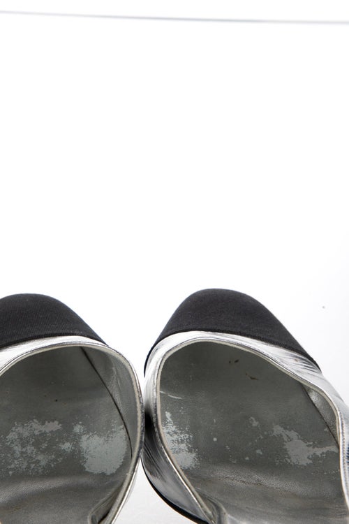 Chanel Interlocking CC Logo Leather Slingback Pumps