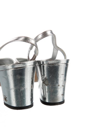 Chanel Interlocking CC Logo Leather Slingback Pumps