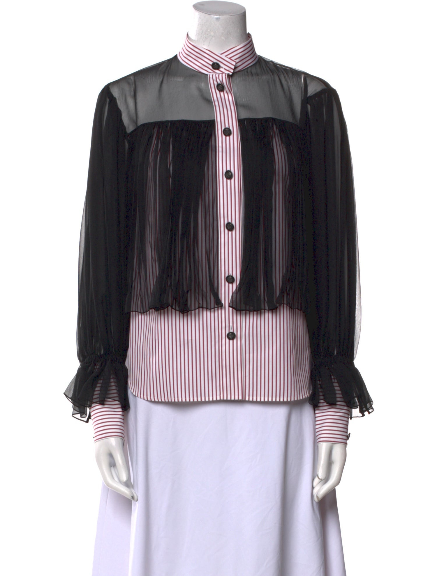 Chanel 2012 Mock Neck Button-Up Top