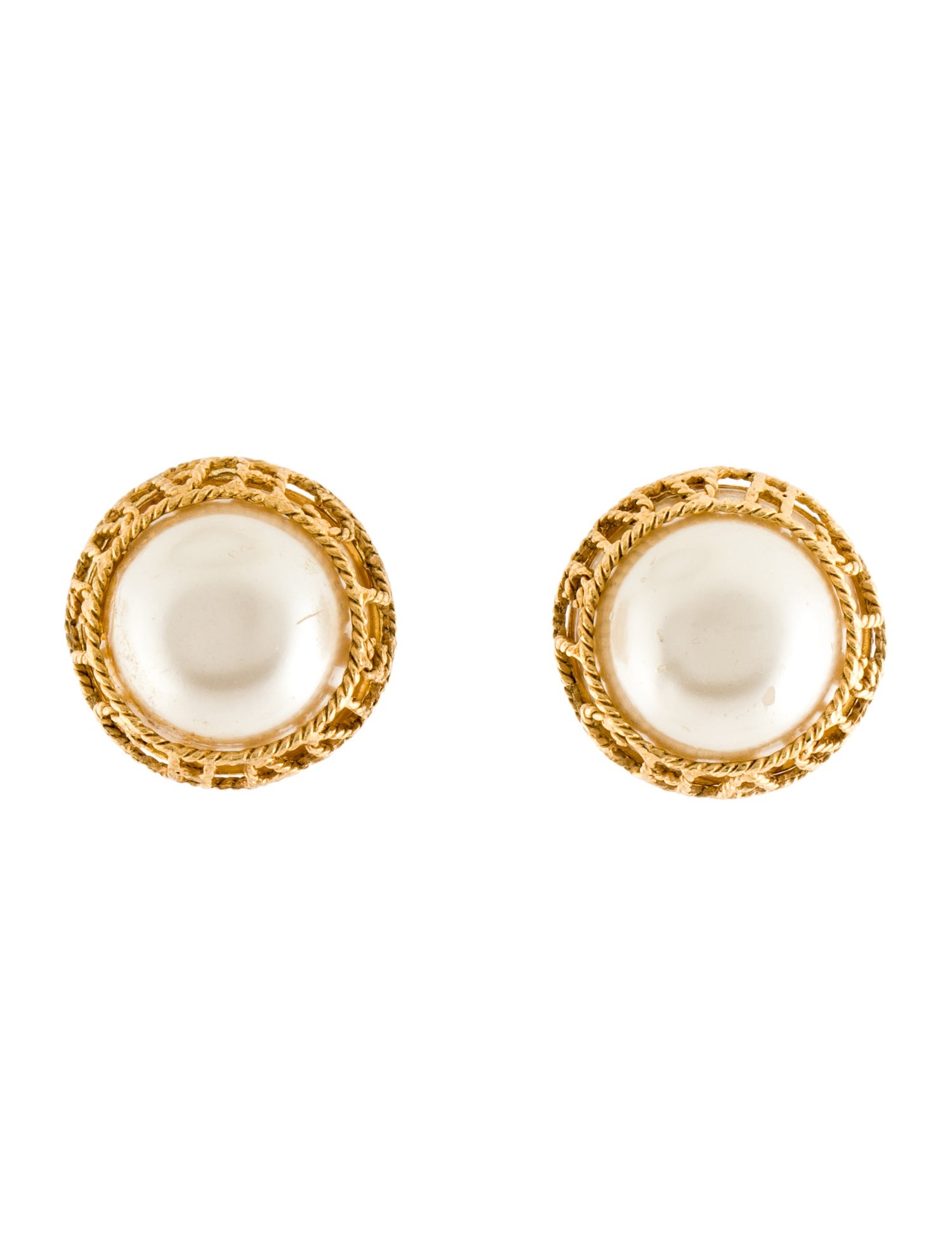 Chanel Vintage Faux Pearl Clip-On Earrings