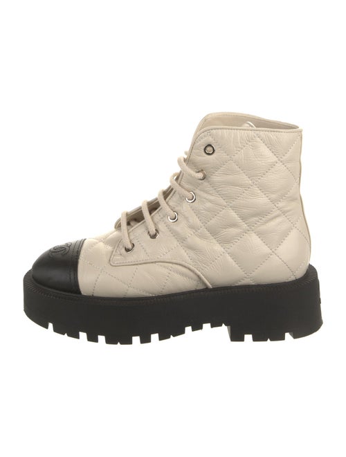 Chanel Interlocking CC Logo Leather Combat Boots