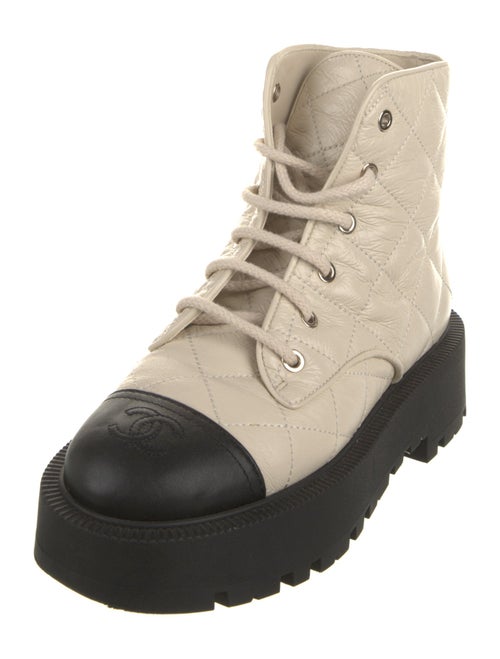 Chanel Interlocking CC Logo Leather Combat Boots