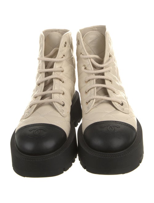 Chanel Interlocking CC Logo Leather Combat Boots
