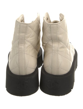 Chanel Interlocking CC Logo Leather Combat Boots