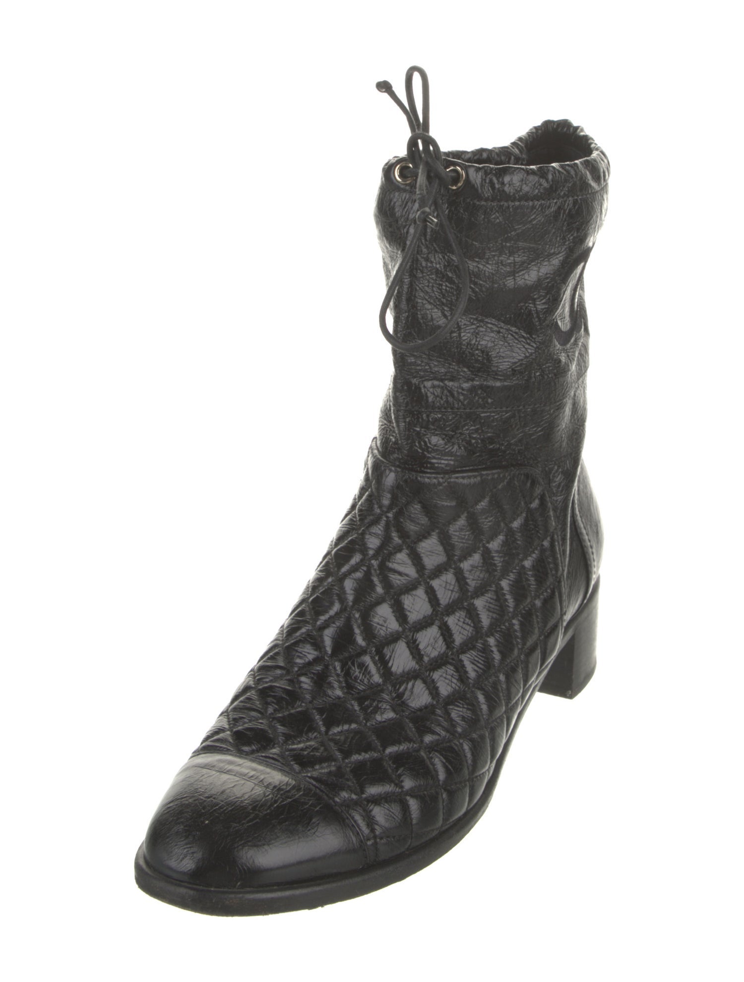 Chanel Interlocking CC Logo Leather Boots