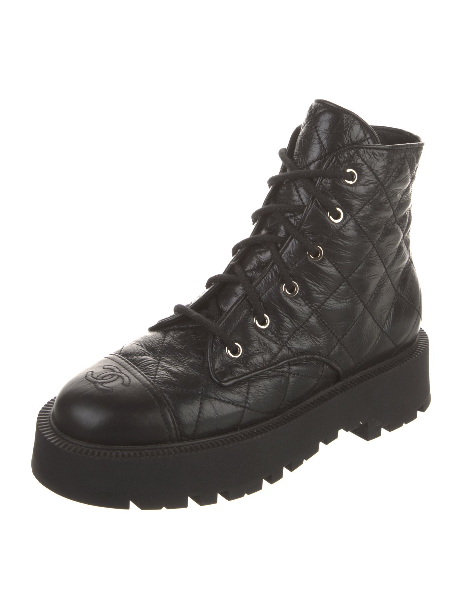 Chanel 2024 Interlocking CC Logo Combat Boots