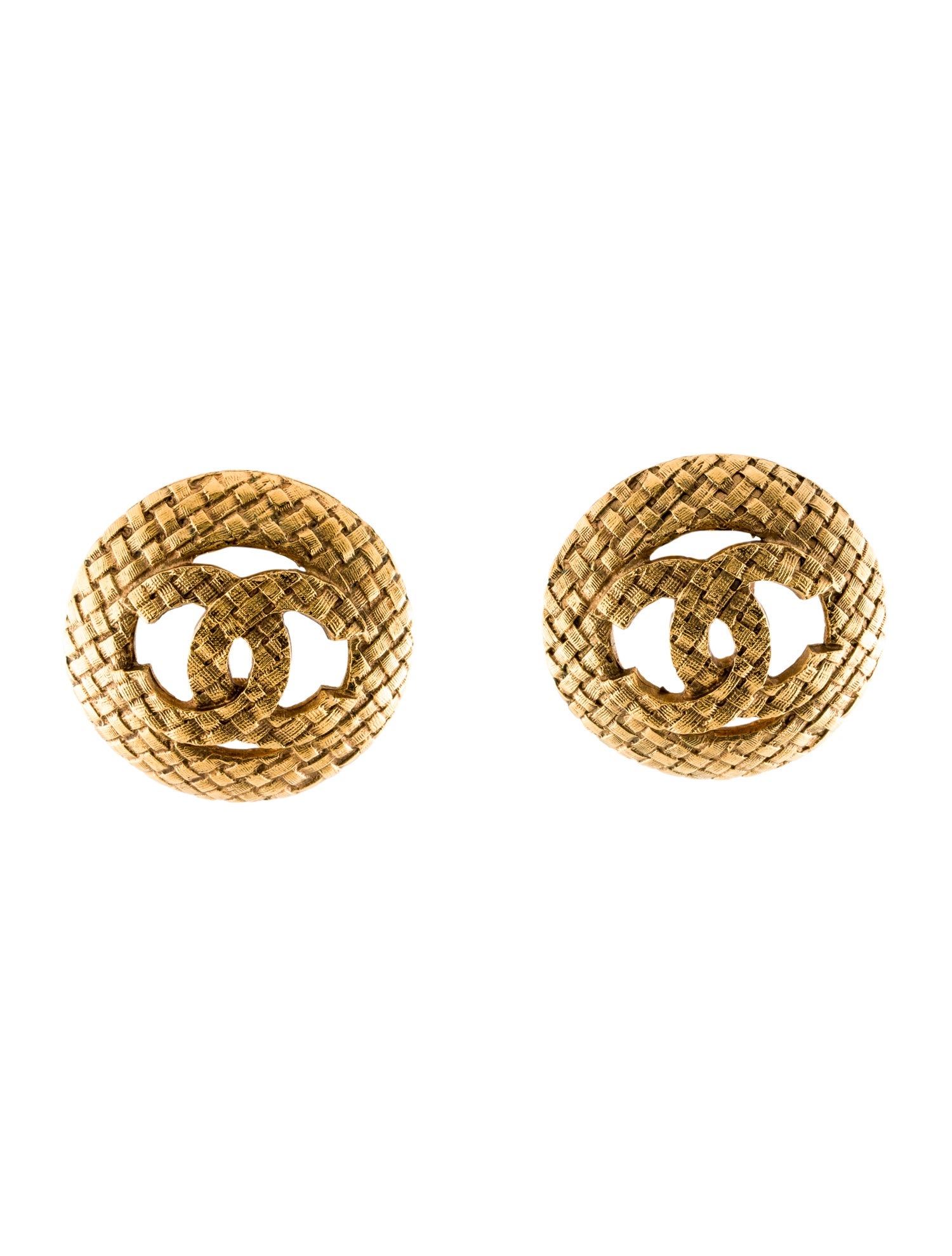 Chanel Vintage CC Woven Clip-On Earrings