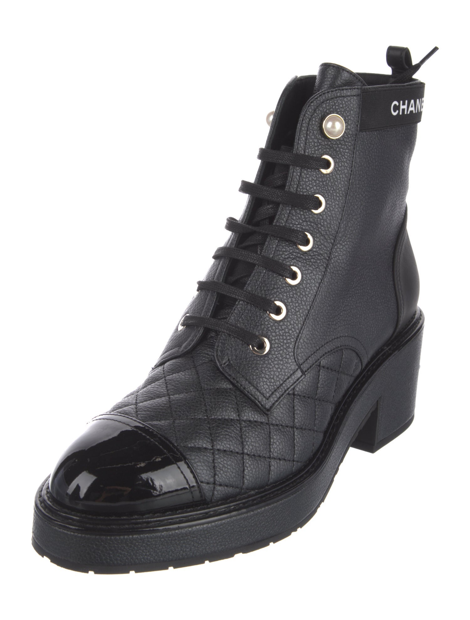 Chanel 2021 Interlocking CC Logo Combat Boots