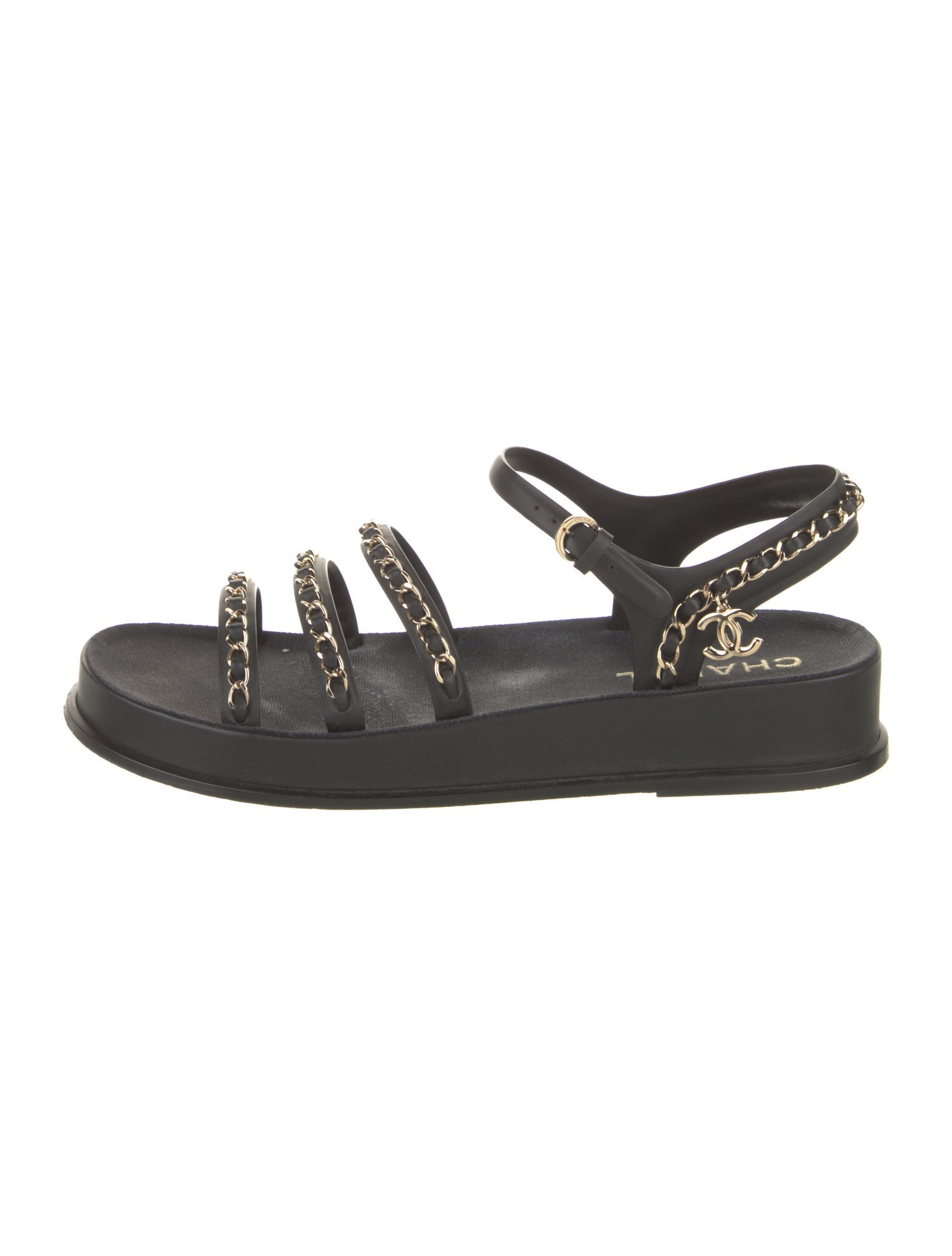 Chanel Interlocking CC Logo Leather Gladiator Sandals