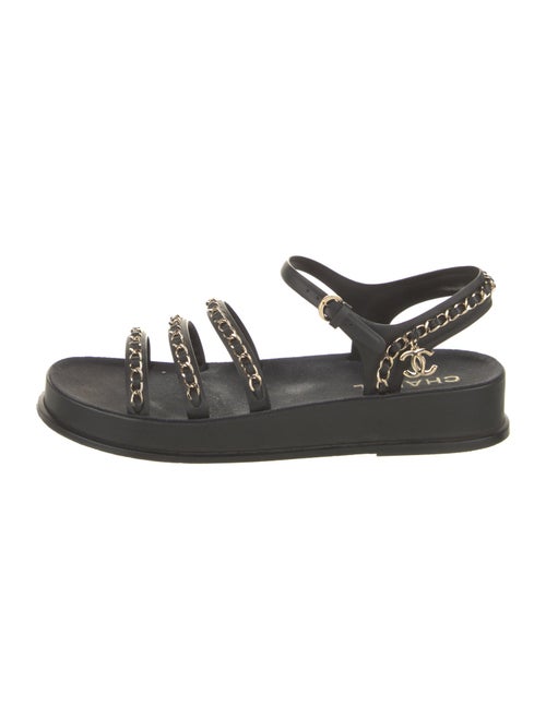 Chanel Interlocking CC Logo Leather Gladiator Sandals