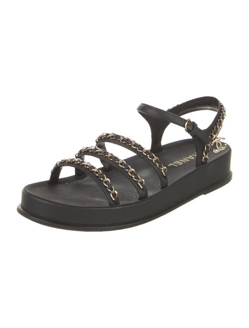 Chanel Interlocking CC Logo Leather Gladiator Sandals