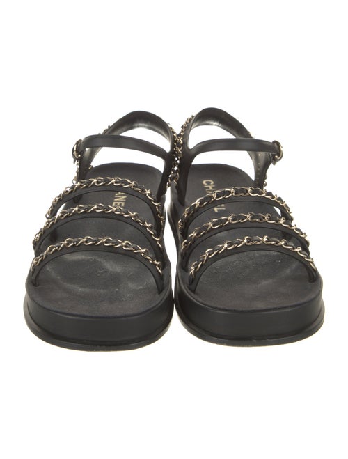 Chanel Interlocking CC Logo Leather Gladiator Sandals