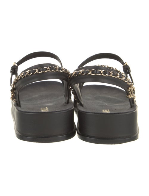 Chanel Interlocking CC Logo Leather Gladiator Sandals