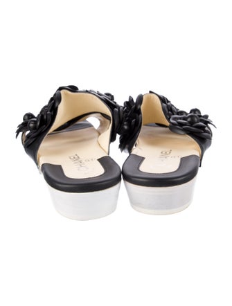 Chanel Interlocking CC Logo Leather Slides