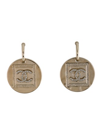 Chanel 2023 Strass CC Drop Earrings