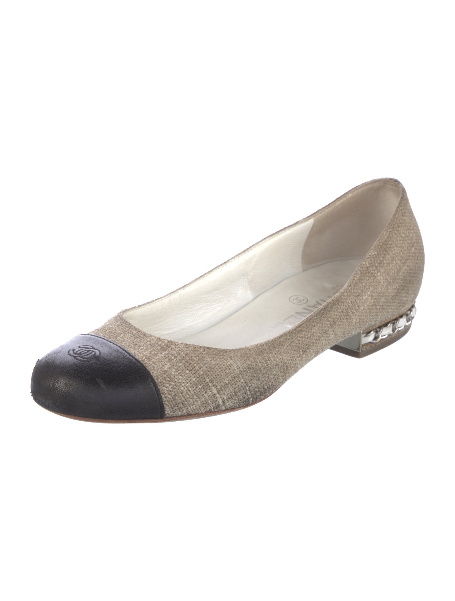 Chanel Interlocking CC Logo Canvas Ballet Flats