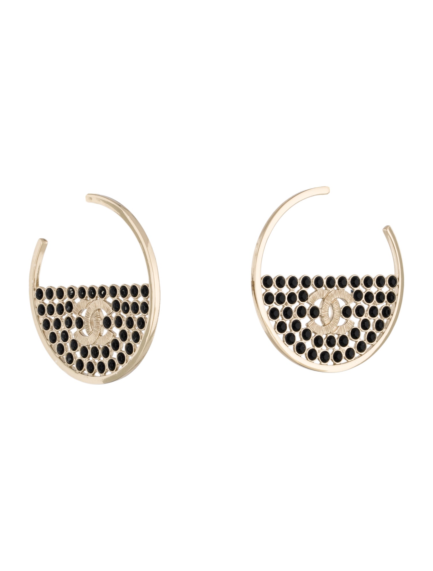 Chanel 2023 Strass CC Hoop Earrings