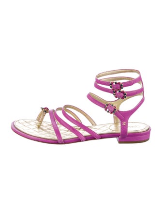 Chanel Interlocking CC Logo Leather Gladiator Sandals