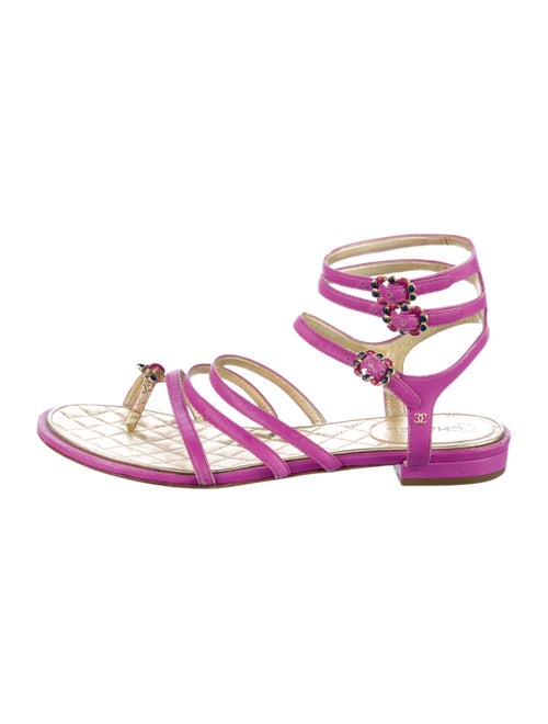 Chanel Interlocking CC Logo Leather Gladiator Sandals